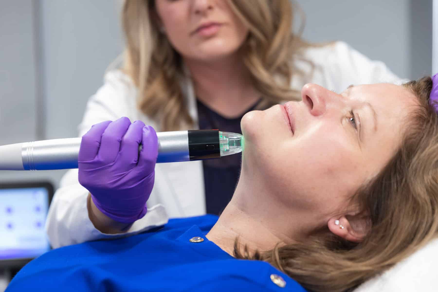 patient being treated by microneedling
